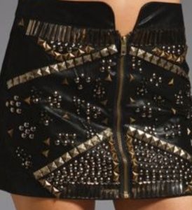 Ladakh faux studded leather skirt